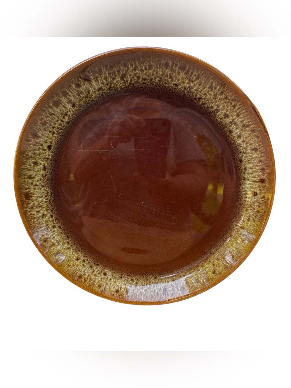 Vintage Canonsburg Brown Drip Glaze Dinner Plate, Carefree Ironstone MCM USA